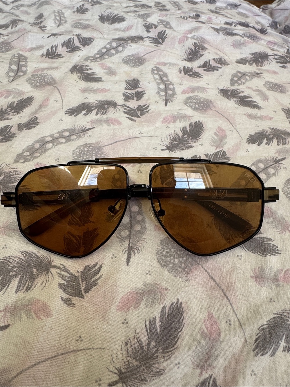 DEZI Brown Lens Black Frame Aviator Sunglasses